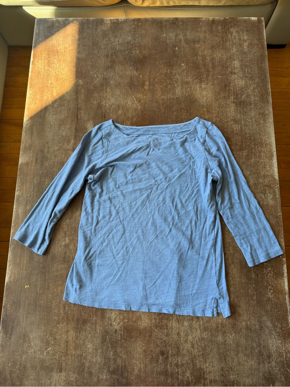 LOFT Dusty Blue Boatneck 3/4 Sleeve Top